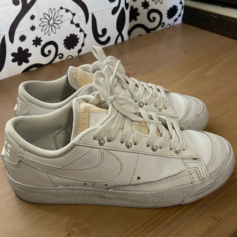 Nike white shoes with pearls
